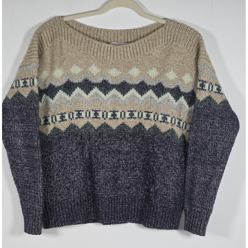 Victorias Secret Womens Medium Cotton Wool Alpaca Knit Fair Isle Sweater Cozy
